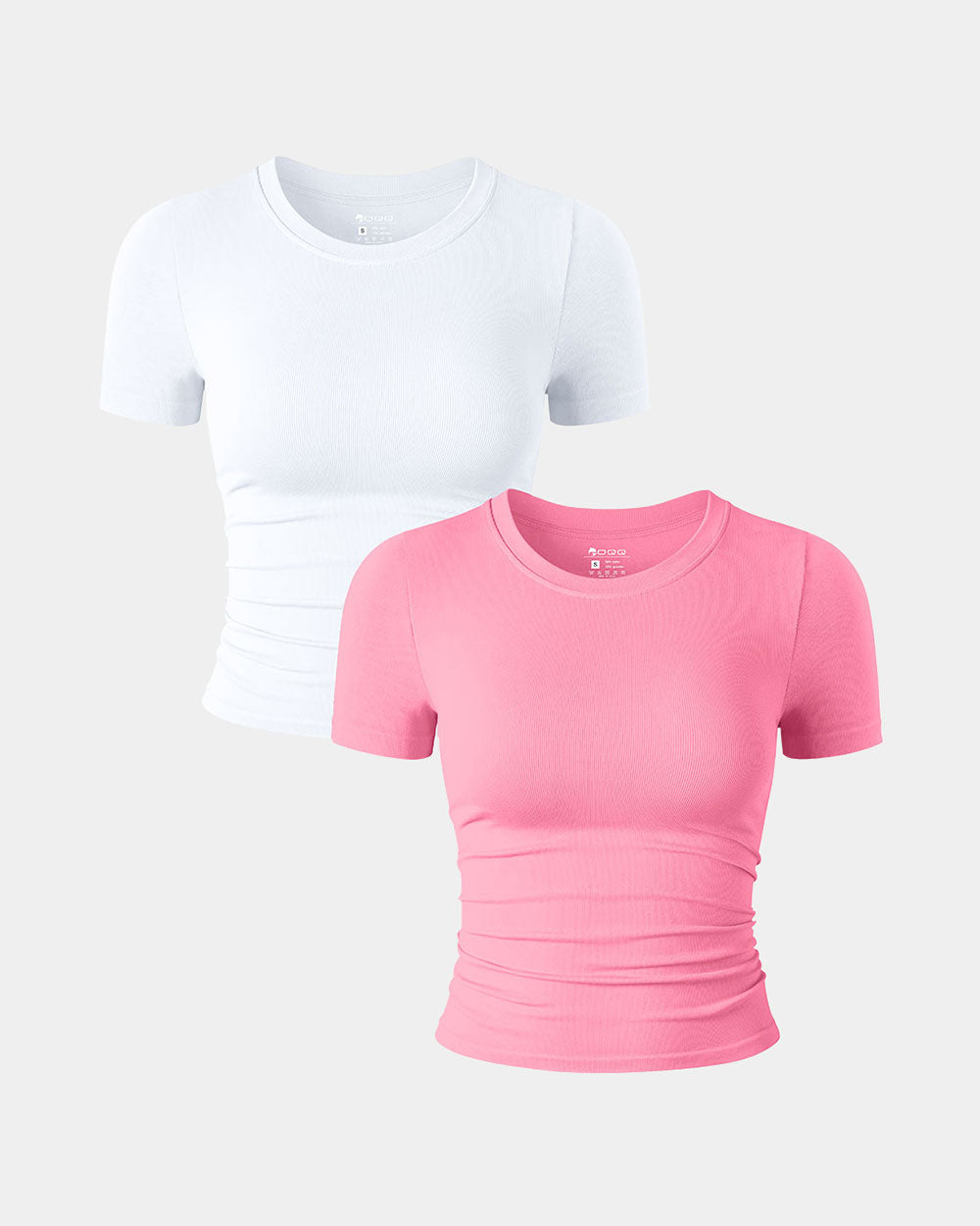 Short Sleeve Neck Ruched Fitted Crop Tops