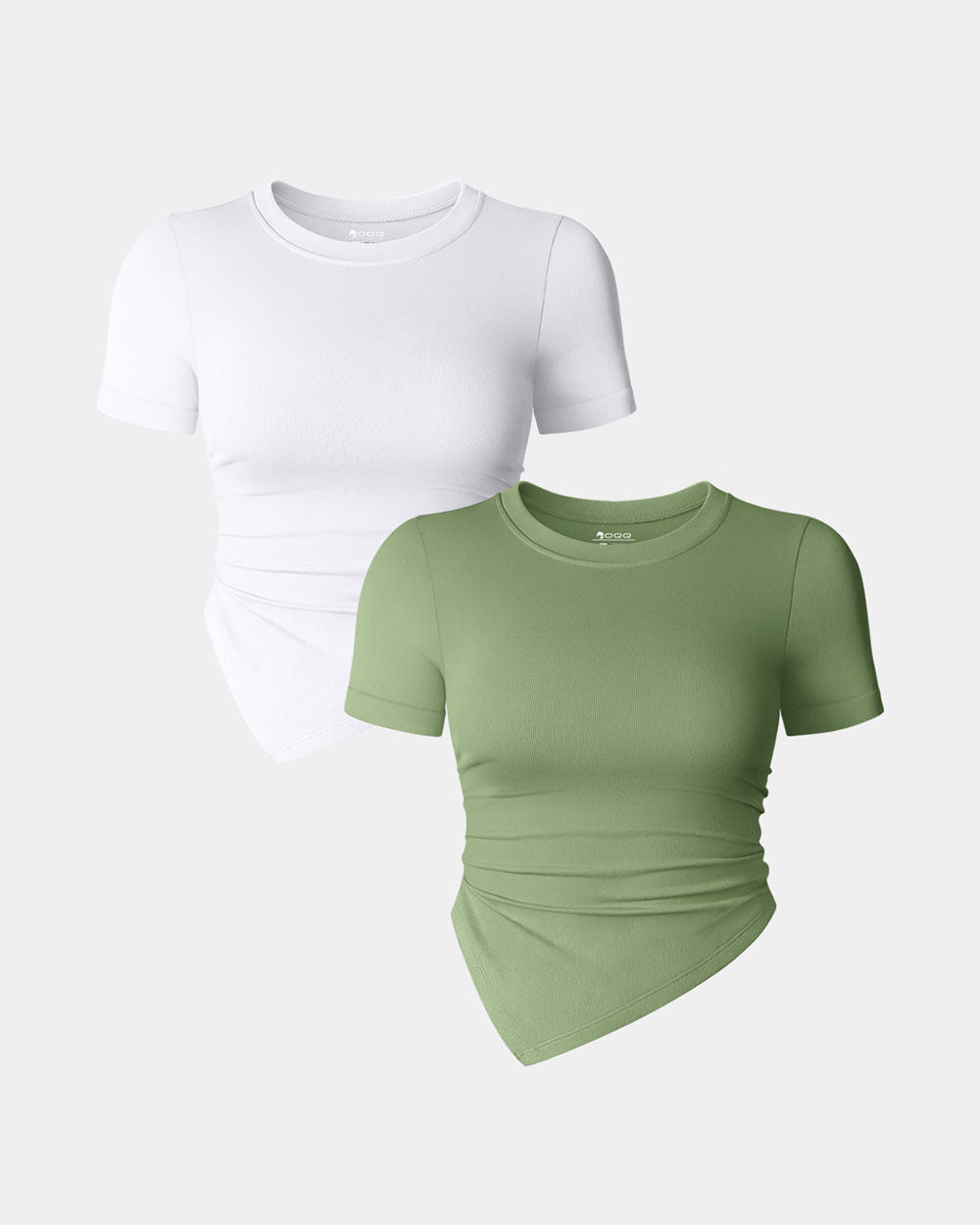 Short Sleeve Crew Neck Ruched Tee Shirts
