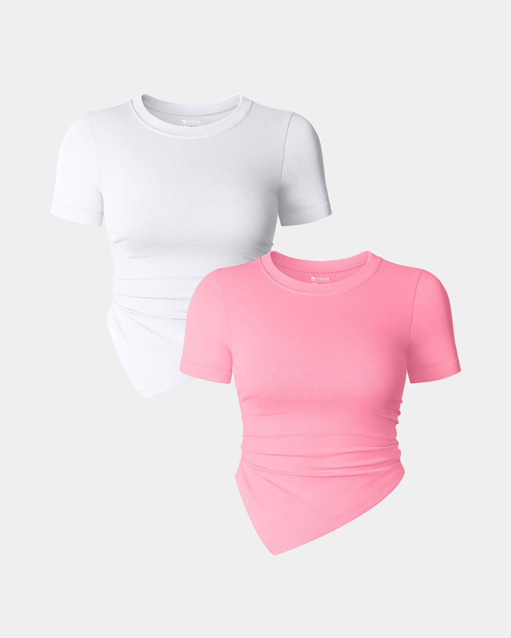 Short Sleeve Crew Neck Ruched Tee Shirts