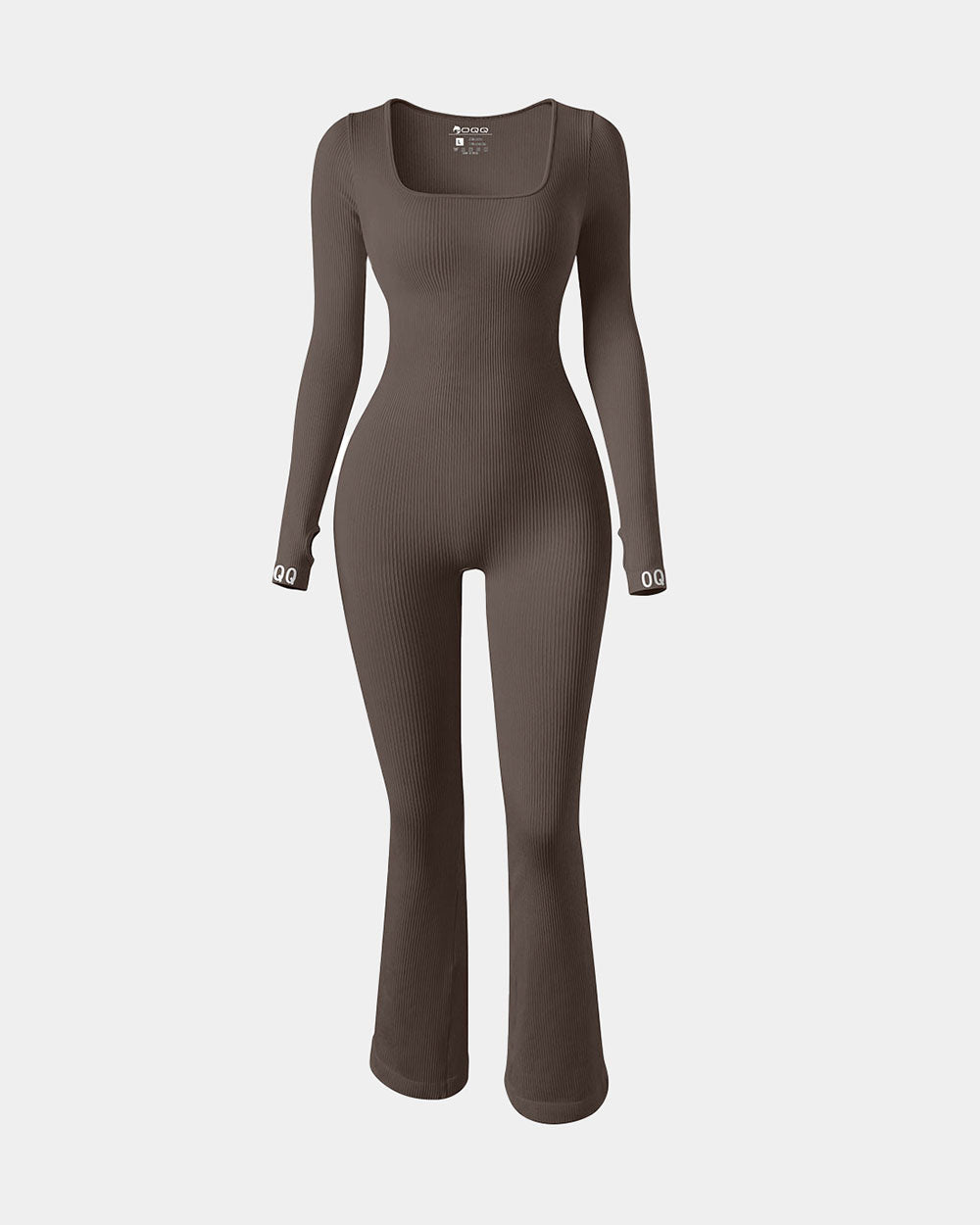 Square Neck Long Sleeve Bell Bottoms Jumpsuits