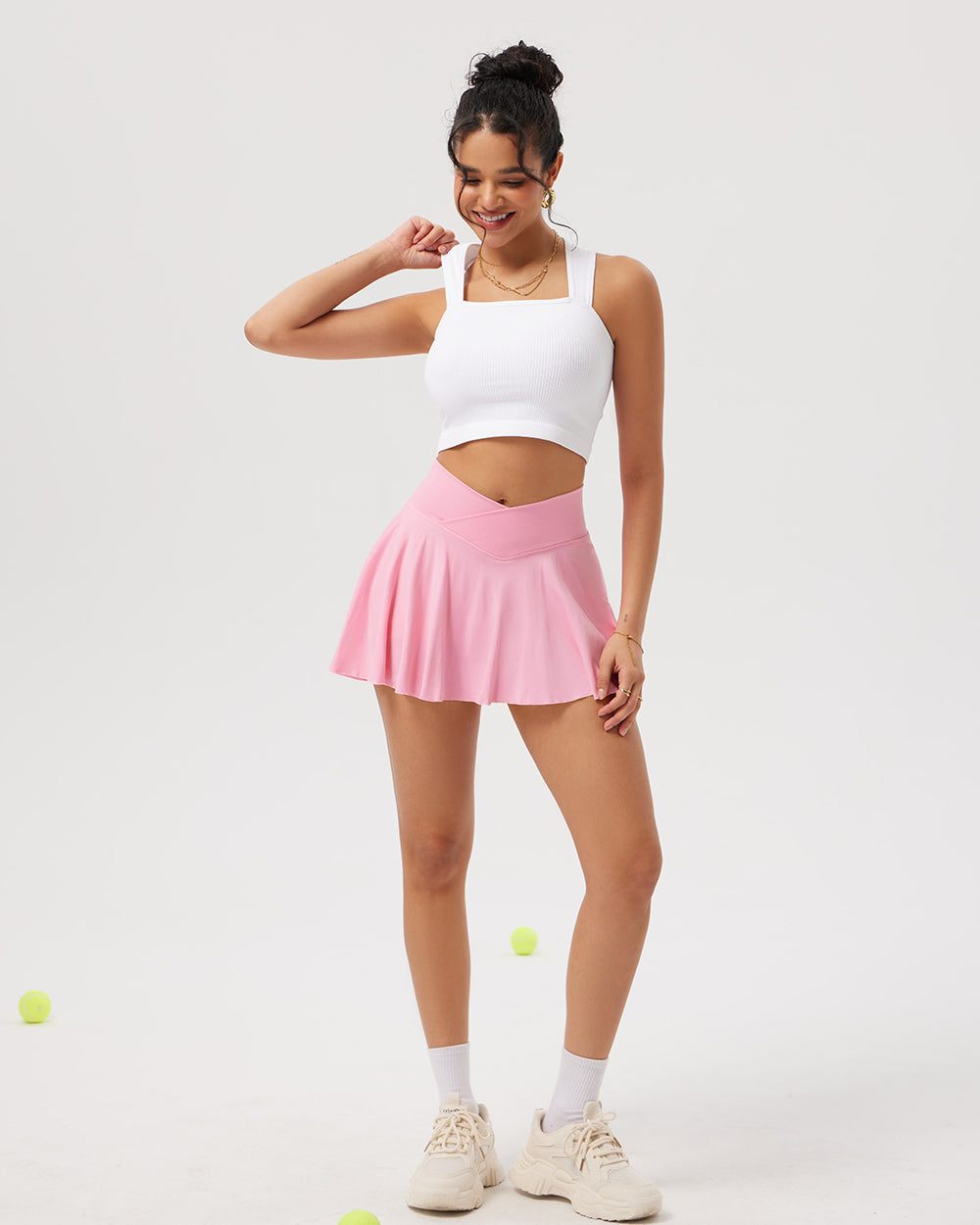 Skirts 2 in 1 Cross Over Flared Casual Skirts