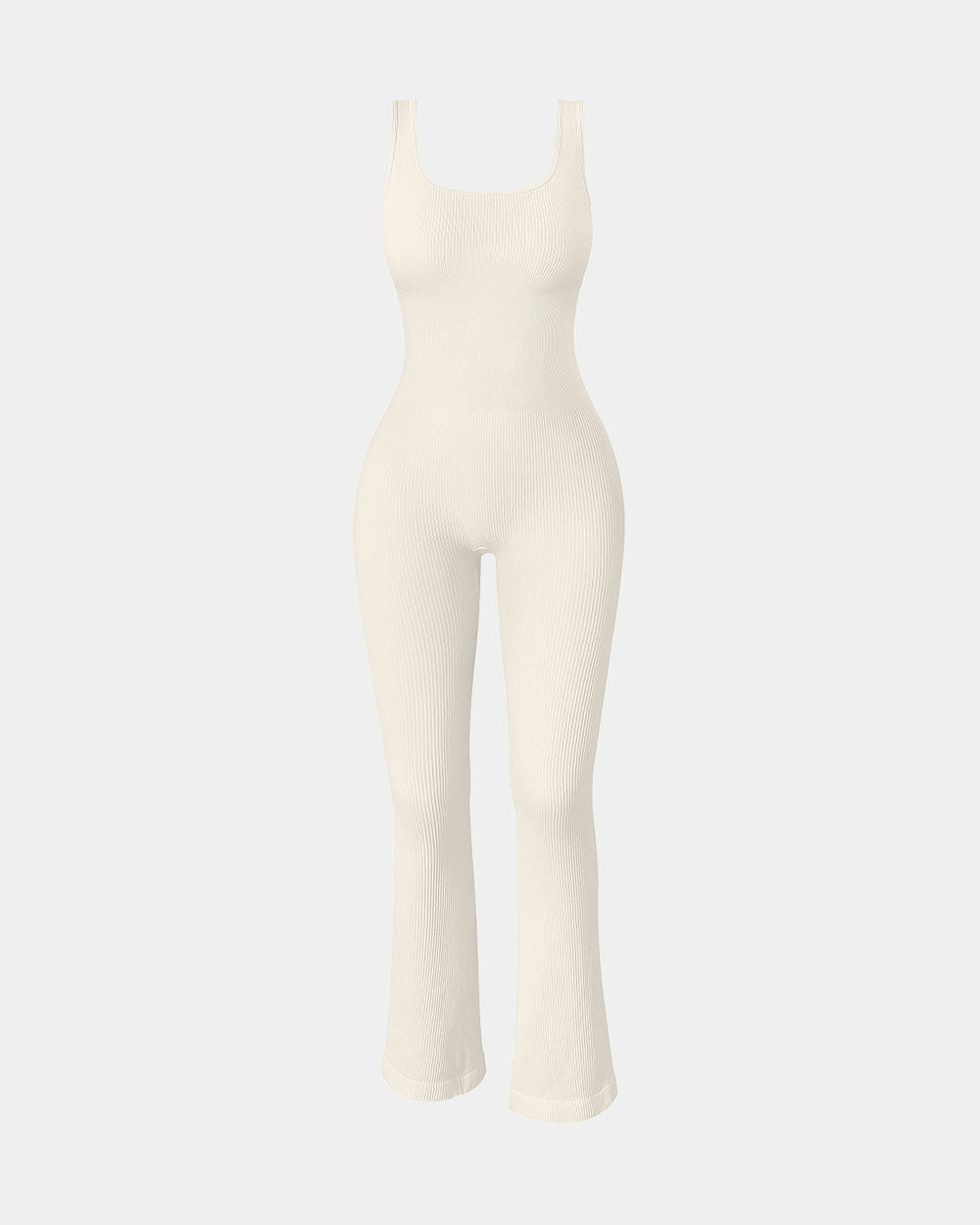 Ribbed Sleeveless Tank Tops Bell Bottoms Flare Jumpsuits