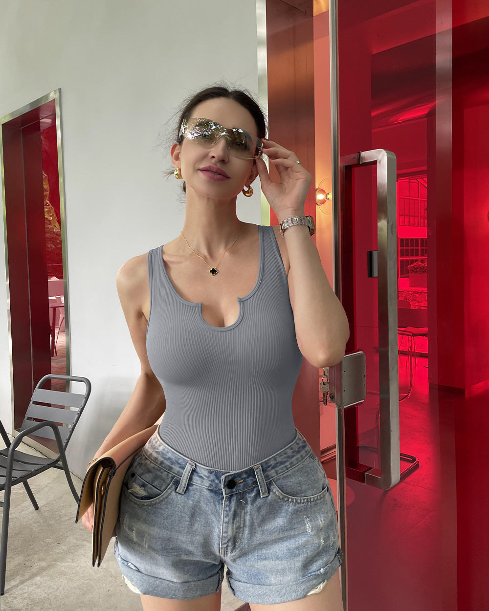 Ribbed Sleeveless Bodysuits