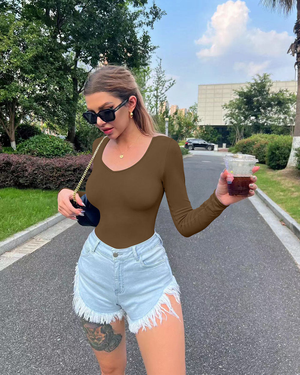 V Neck Bodysuits