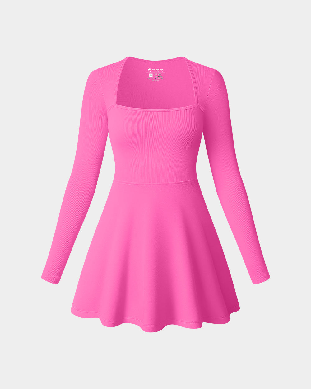Long Sleeve Square Neck Casual A-Line Mini Dress