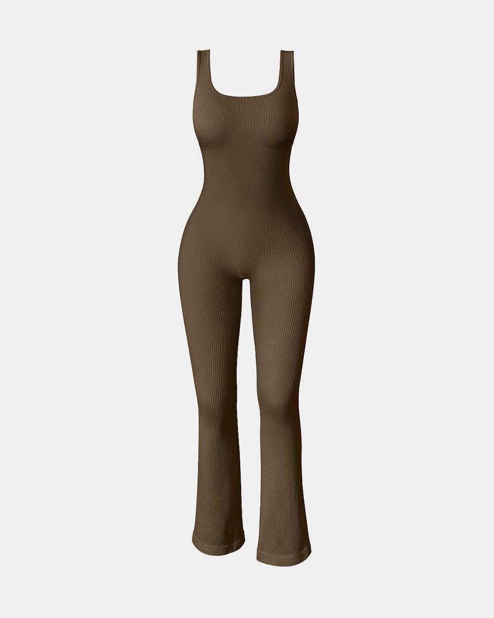 Ribbed Sleeveless Tank Tops Bell Bottoms Flare Jumpsuits