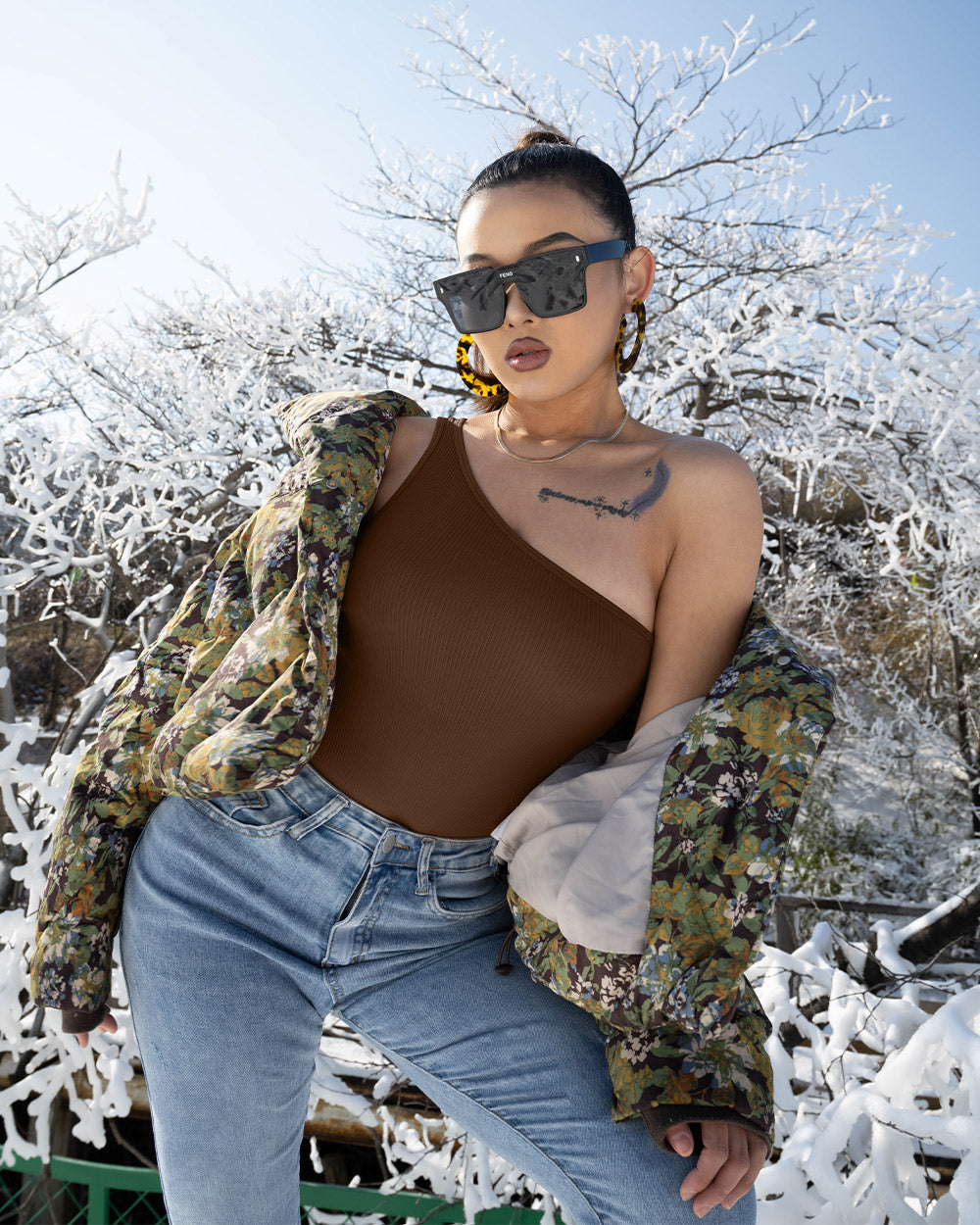 One Shoulder Sleeveless Bodysuits