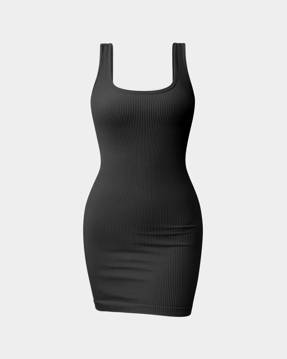 Ribbed Sleeveless Square Neck Dress
