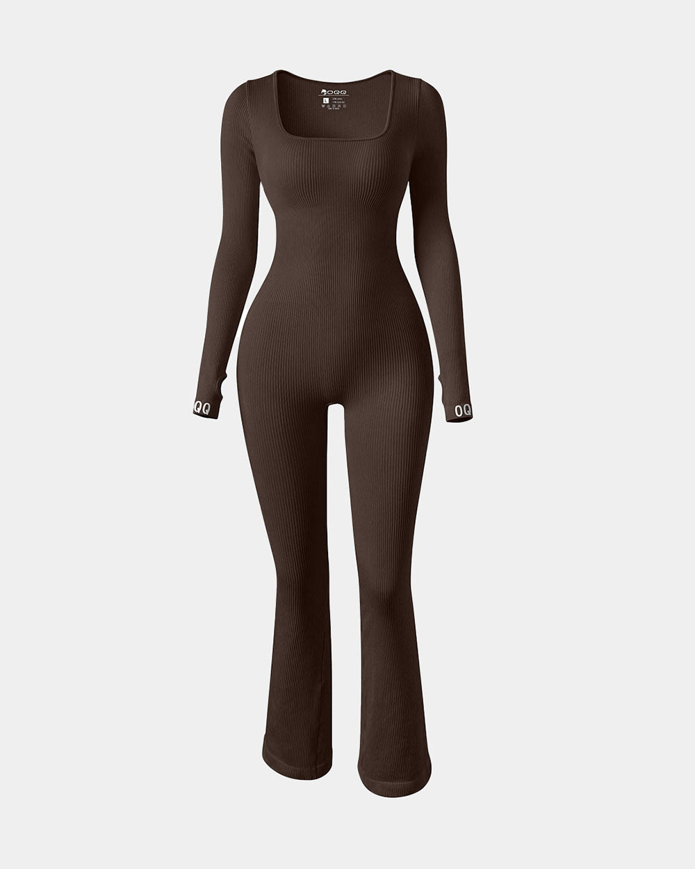 Square Neck Long Sleeve Bell Bottoms Jumpsuits