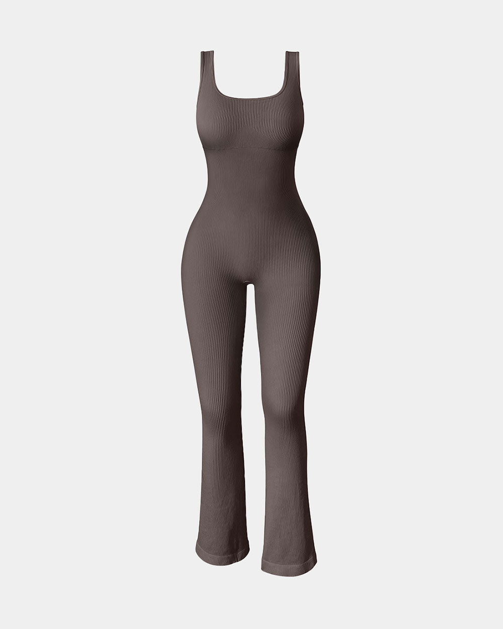 Ribbed Sleeveless Tank Tops Bell Bottoms Flare Jumpsuits