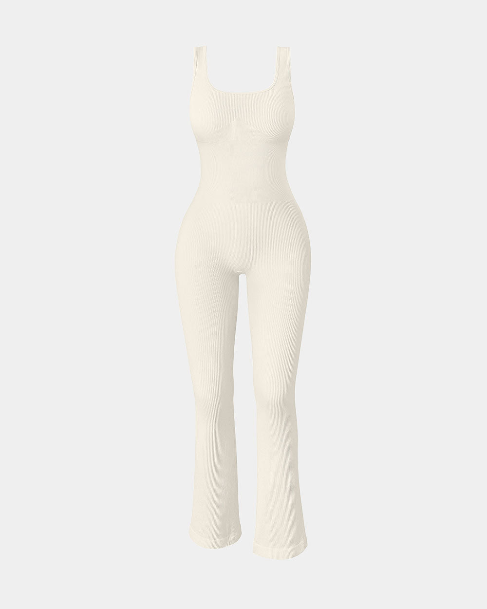 Ribbed square neck tank tops jumpsuits
