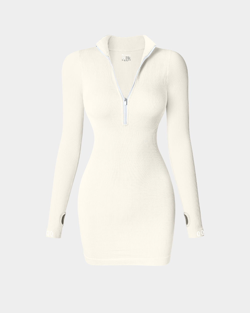 Zip Front Long Sleeve Tops Mini Dress
