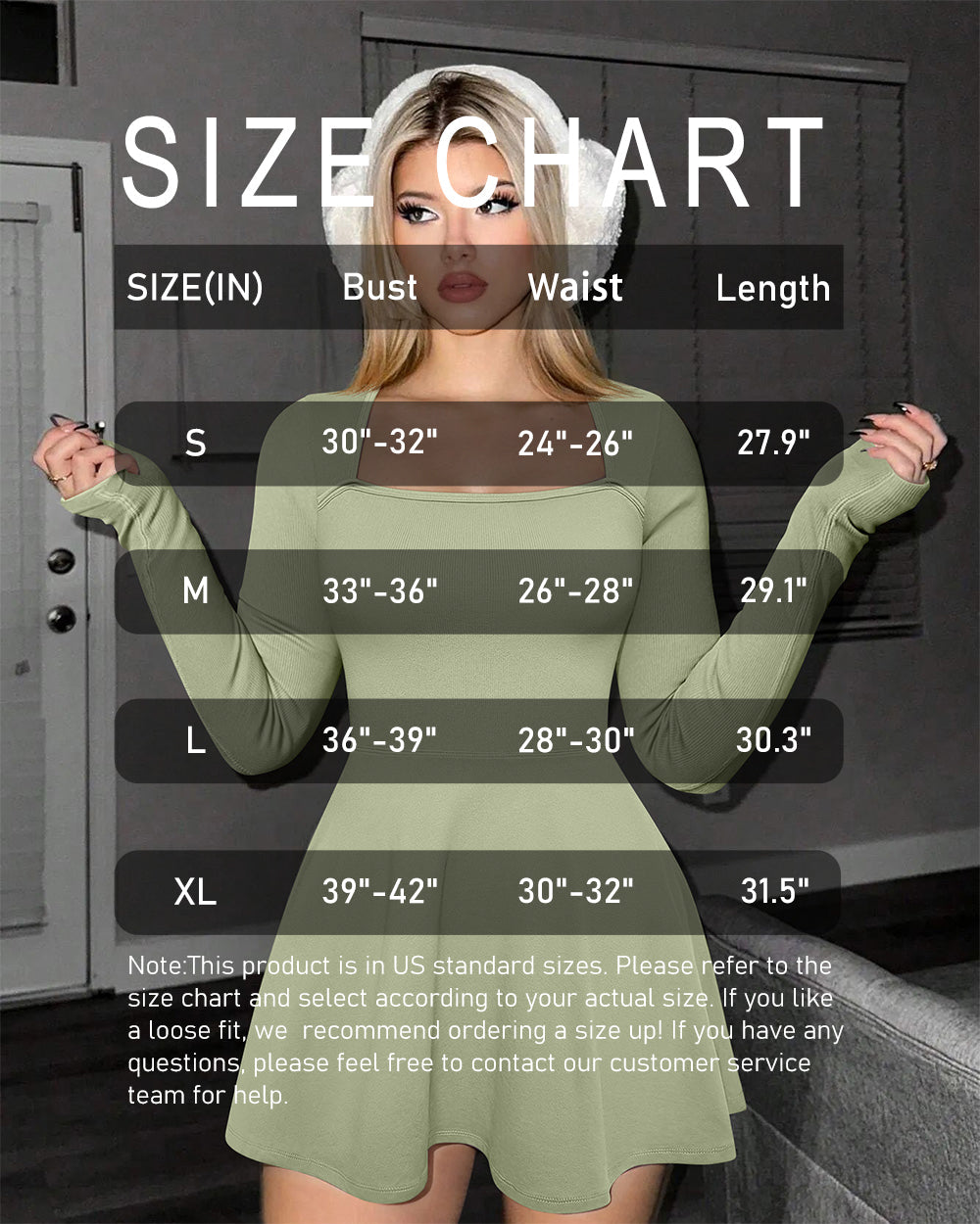 Long Sleeve Square Neck Casual A-Line Mini Dress