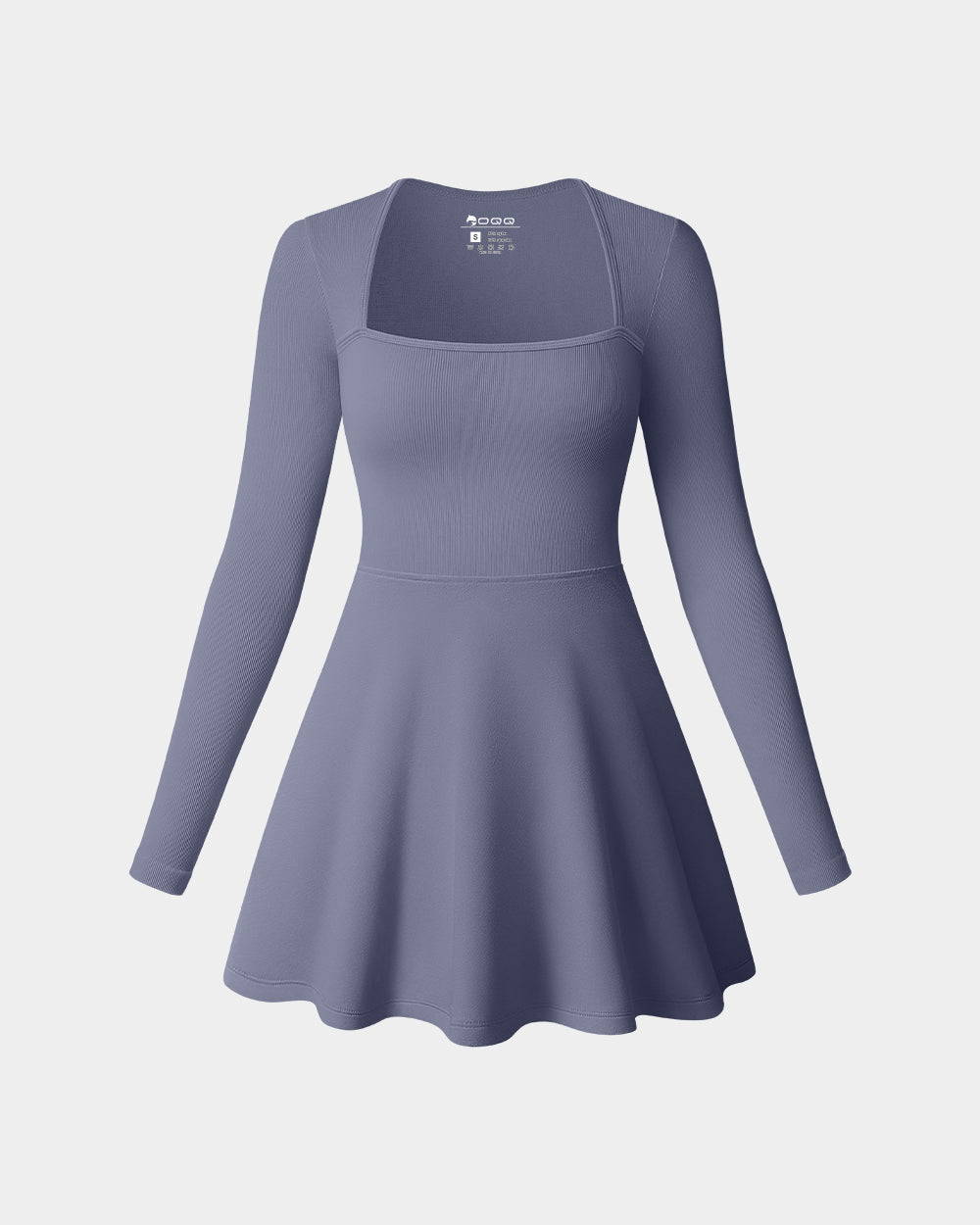 Long Sleeve Square Neck Casual A-Line Mini Dress