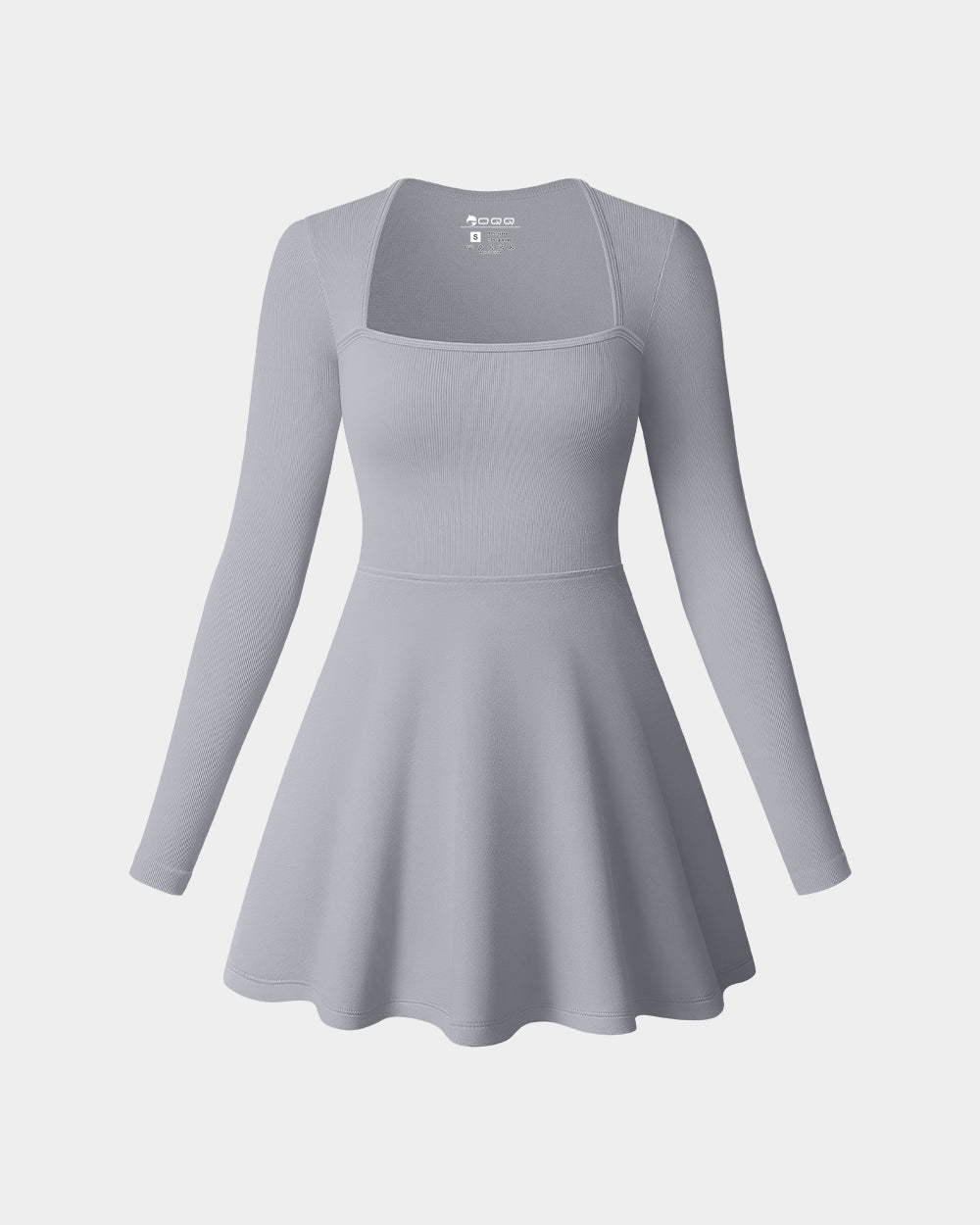 Long Sleeve Square Neck Casual A-Line Mini Dress