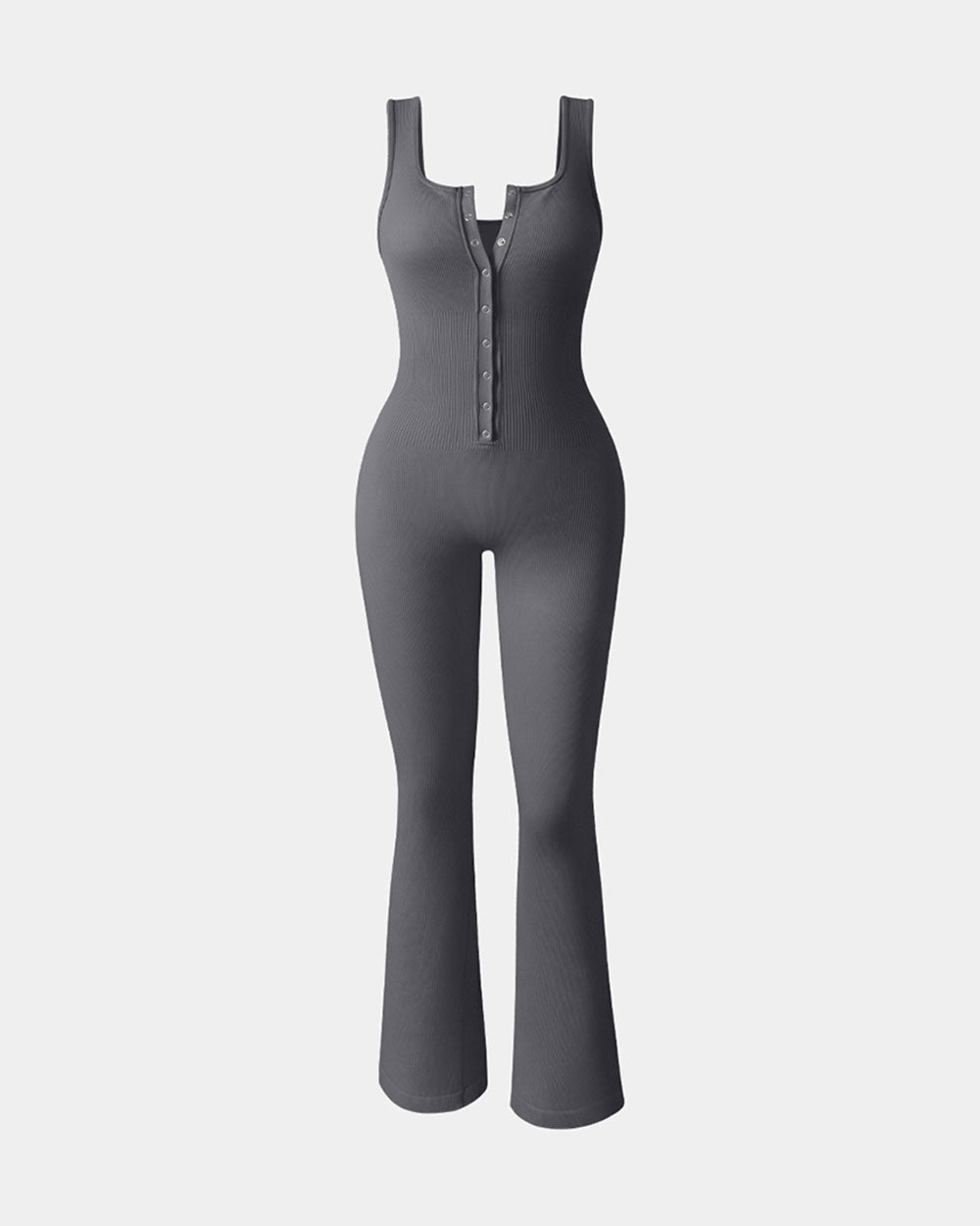 Ribbed Bell Bottoms Flare Jumpsuits