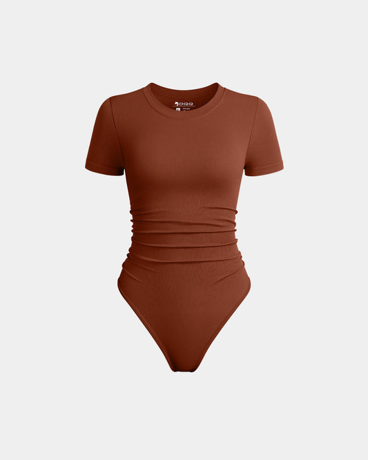 Ruched Stretch Short Sleeve Bodysuit