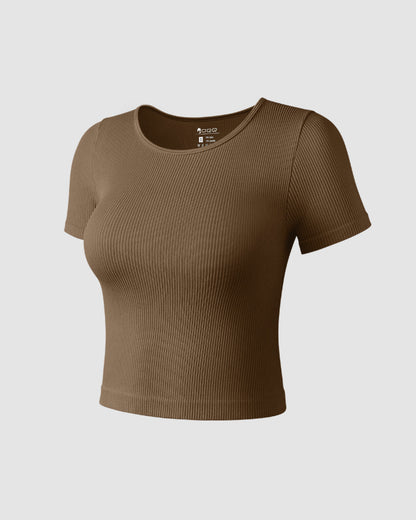 Short Sleeve Crew NeckTee Crop Tops