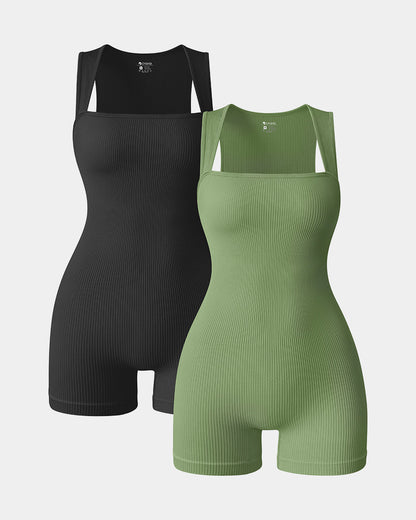 Square Neck Sleeveless Rompers