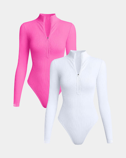 Zip Front Long Sleeve  Bodysuits