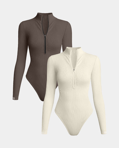 Zip Front Long Sleeve  Bodysuits