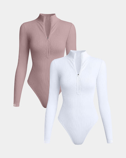 Zip Front Long Sleeve  Bodysuits