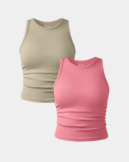 Crew Neck Sleeveless Crop Camis