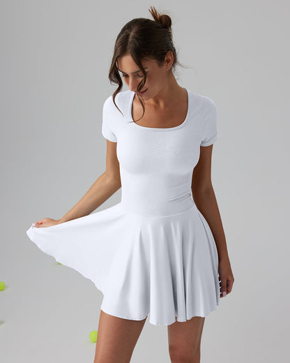 Ruffle Hem Short Sleeve with Shorts Dresses