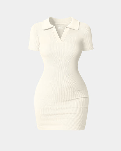 Sexy Ribbed Short Sleeve Mini Dress