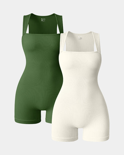 Square Neck Sleeveless Rompers