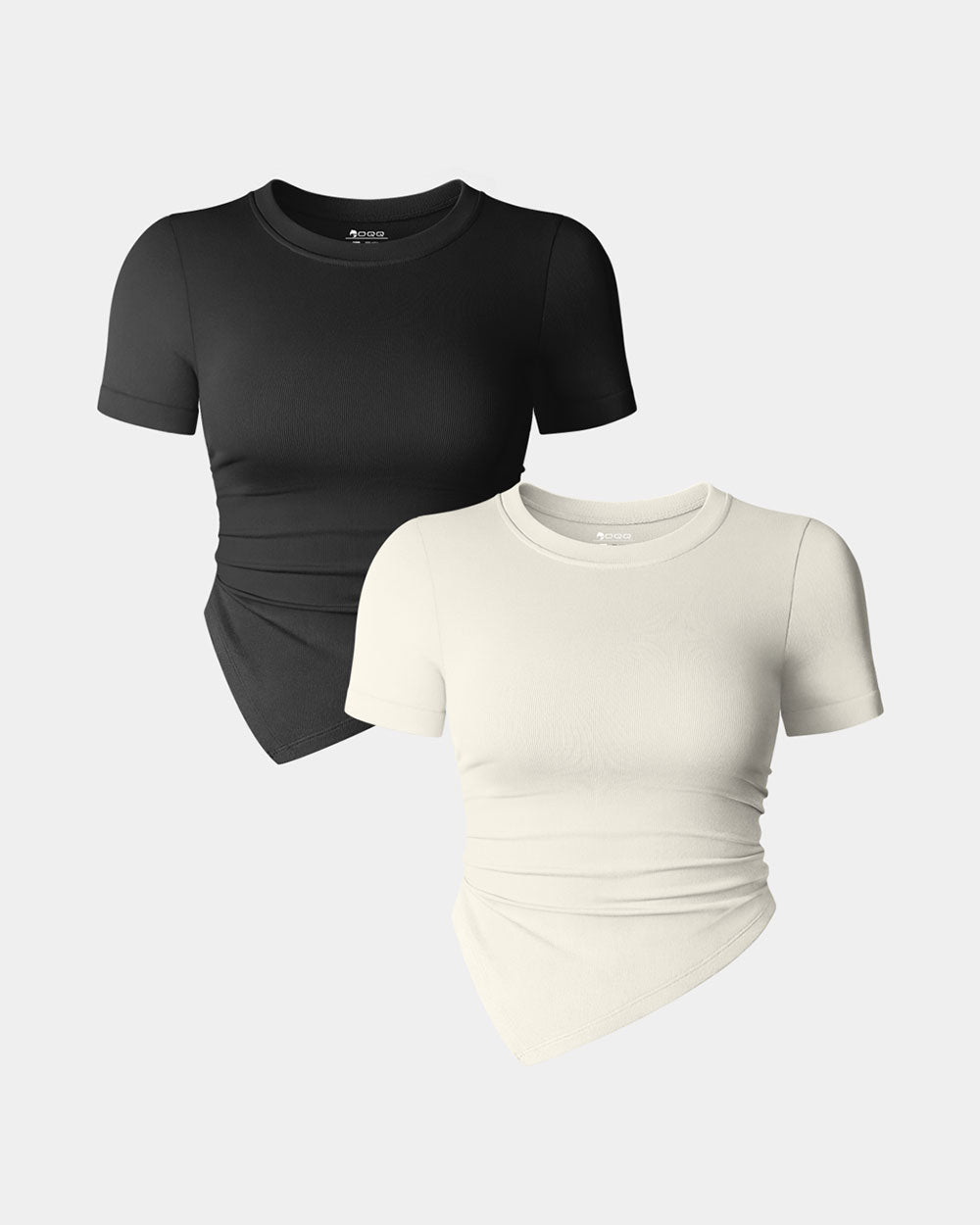 Short Sleeve Crew Neck Ruched Tee Shirts