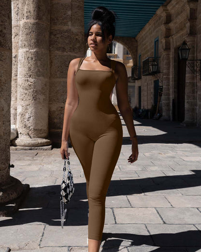 Women Jumpsuits Square Neck Sleeveless