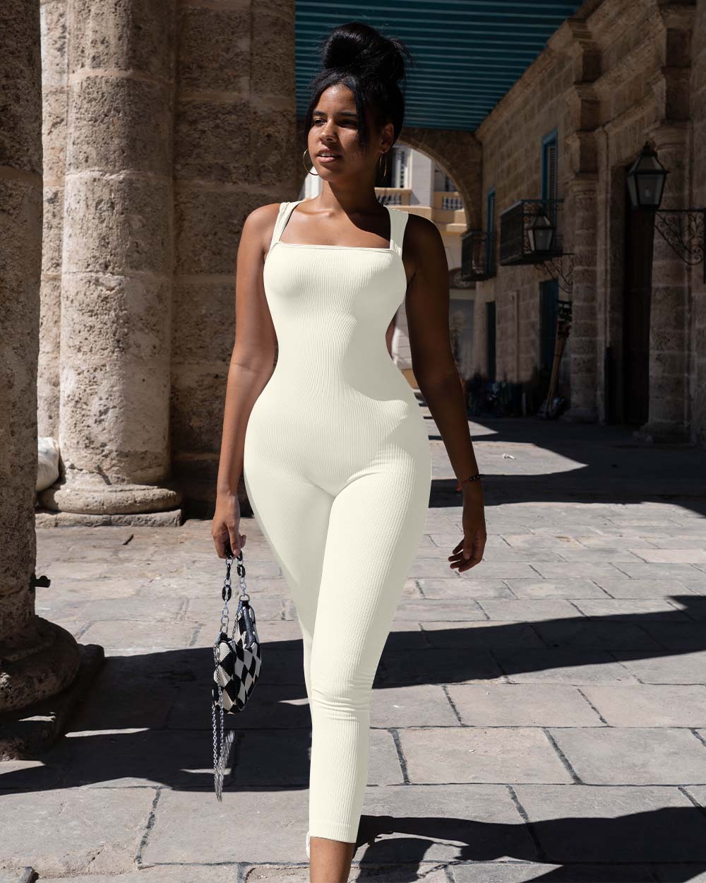 Women Jumpsuits Square Neck Sleeveless
