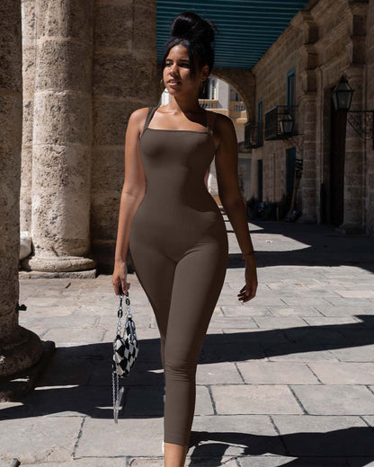 Women Jumpsuits Square Neck Sleeveless