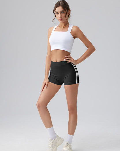 Tummy Control Side Stripes Yoga Seamless Active Shorts