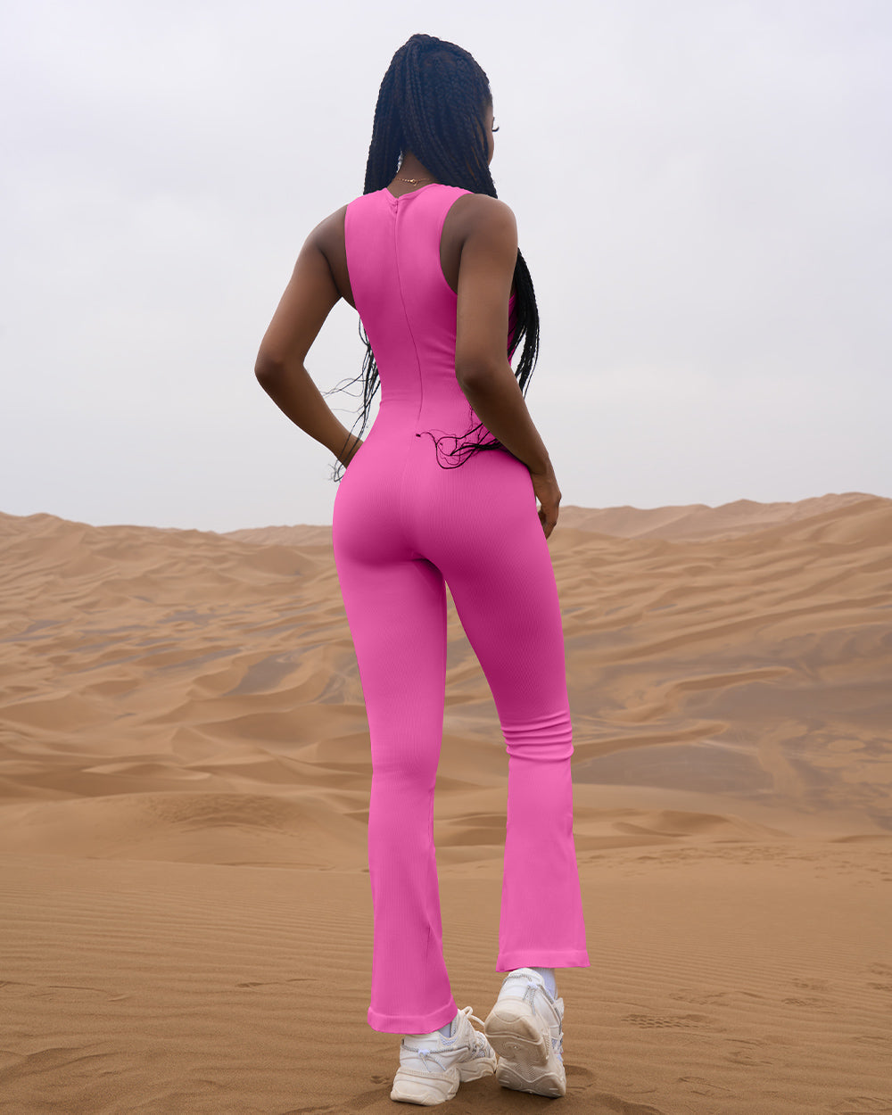 Crew Neck Sleeveless Bell Flare Jumpsuits