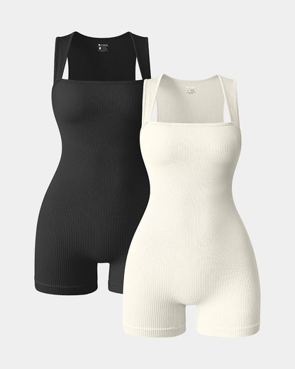 Square Neck Sleeveless Rompers