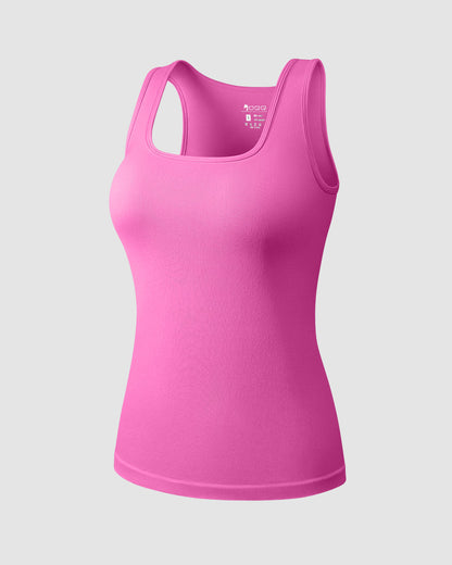 Square Neck Fitted Layer Sleeveless Tank Tops