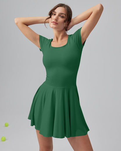 Ruffle Hem Short Sleeve with Shorts Dresses