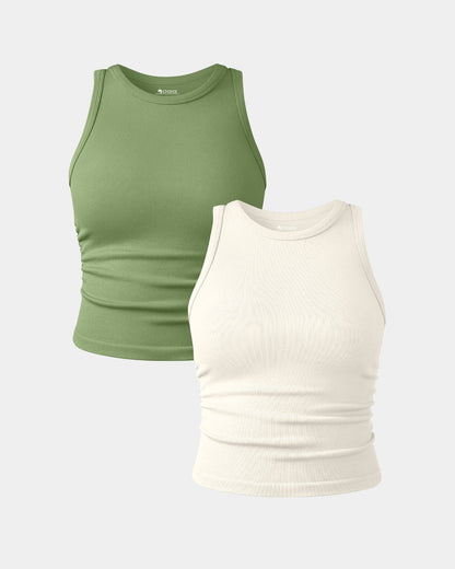 Crew Neck Sleeveless Crop Camis