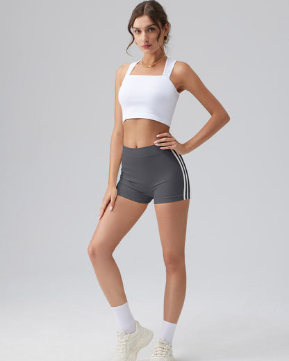 Tummy Control Side Stripes Yoga Seamless Active Shorts