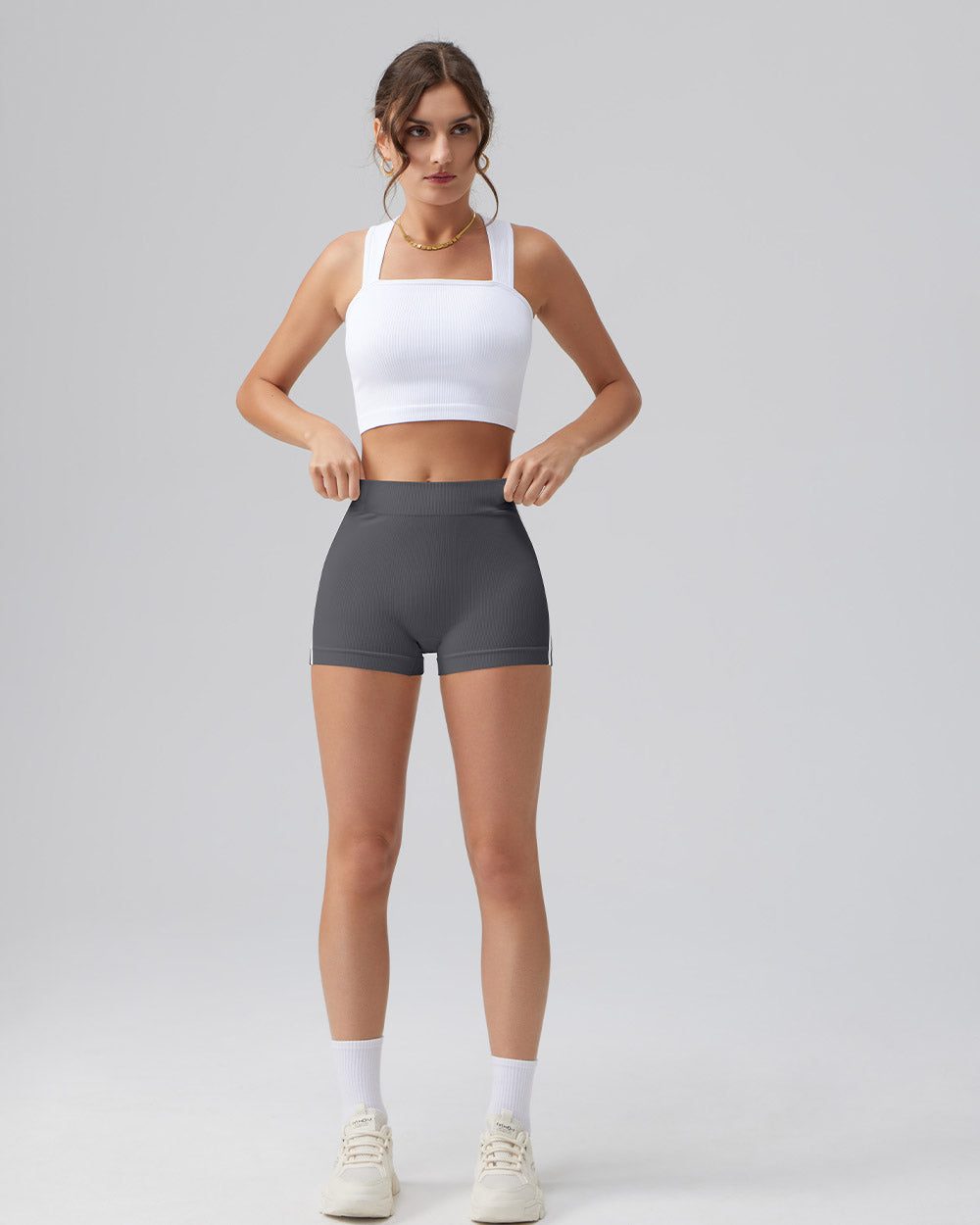 Tummy Control Side Stripes Yoga Seamless Active Shorts