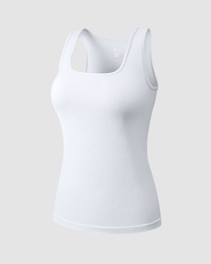 Square Neck Fitted Layer Sleeveless Tank Tops