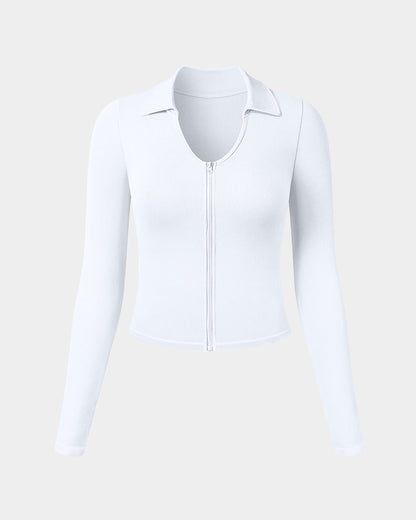 Zipper Fashion Sexy Crop Tops Fitted Tee Shirts