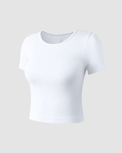 Short Sleeve Crew NeckTee Crop Tops