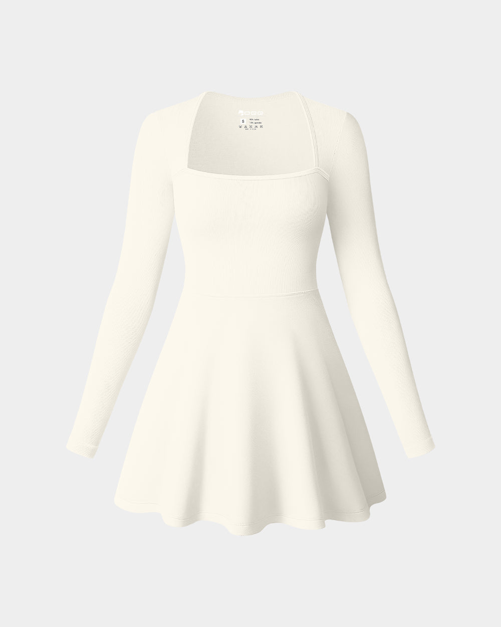 Long Sleeve Square Neck Casual A-Line Mini Dress