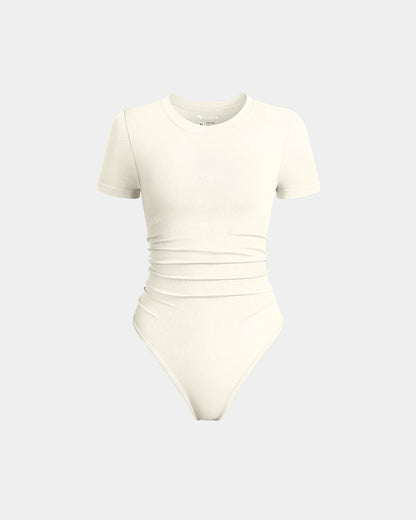 Ruched Stretch Short Sleeve Bodysuit