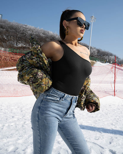 One Shoulder Sleeveless  Bodysuits
