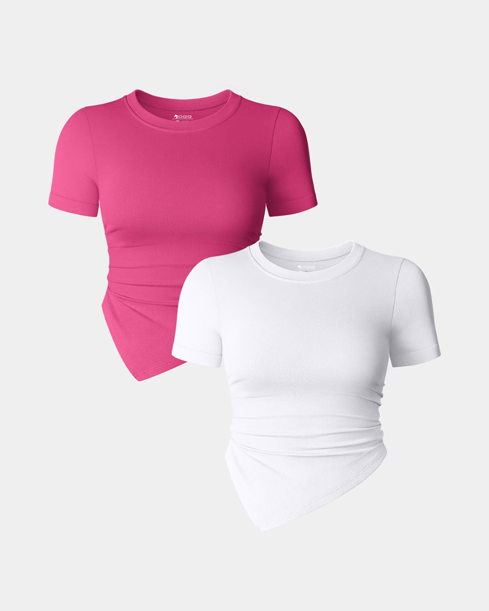 Short Sleeve Crew Neck Ruched Tee Shirts
