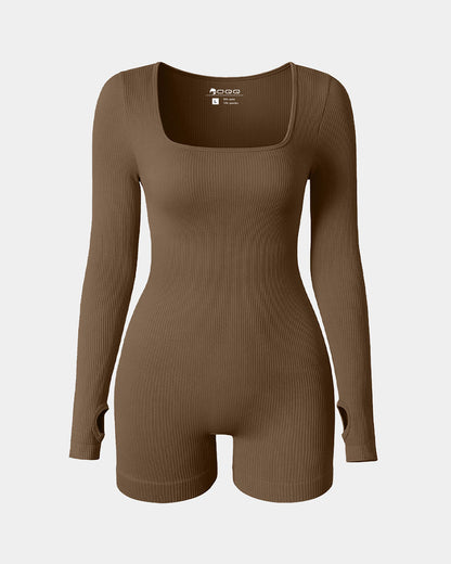 Long Sleeve Square Neck  Jumpsuits Rompers